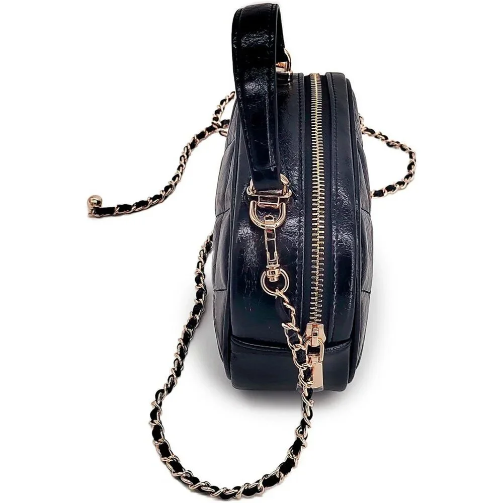 Genuine Leather Crossbody Bag Small Compact Adjustable Chain for Women